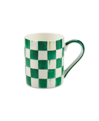 Emerald Check 14 oz. Porcelain Mug