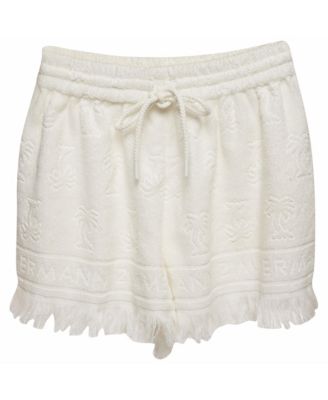 Women's Palm Tree Terry Cotton Fringed Shorts