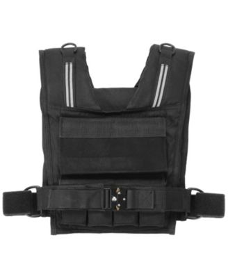 35 Lb Adjustable Weighted Vest with 16 Removable Iron Weights and Reflective Stripes