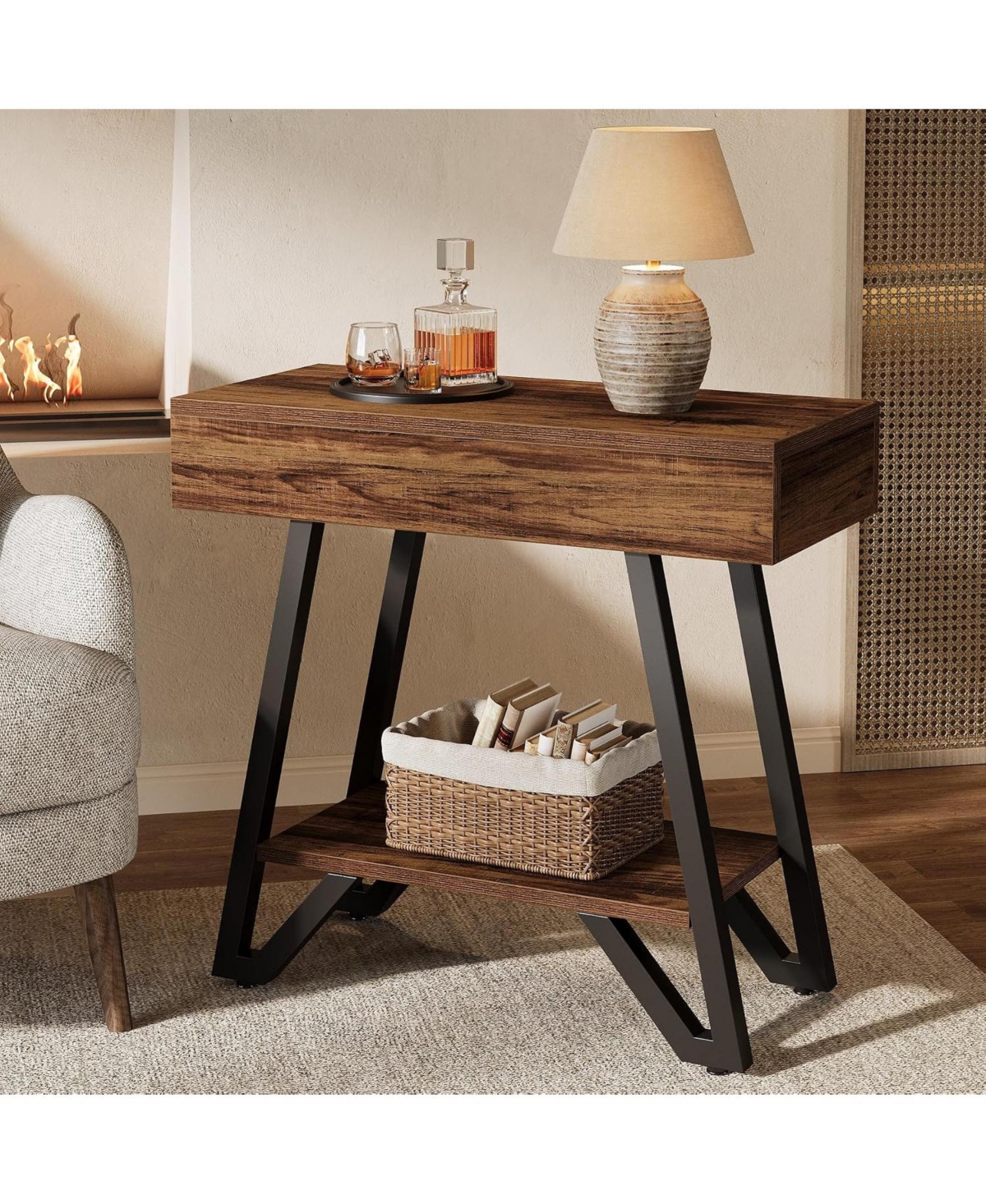 Tribesigns End Side Table, Narrow Couch Arm Side Table, Small Bedside
