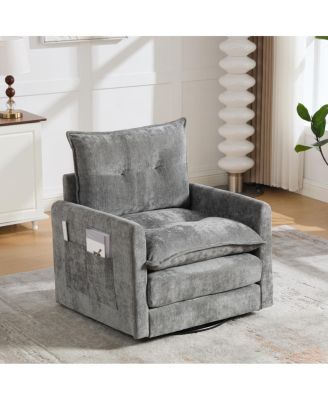 Mid-Century Modern Swivel Barrel Accent Chair with Metal Base