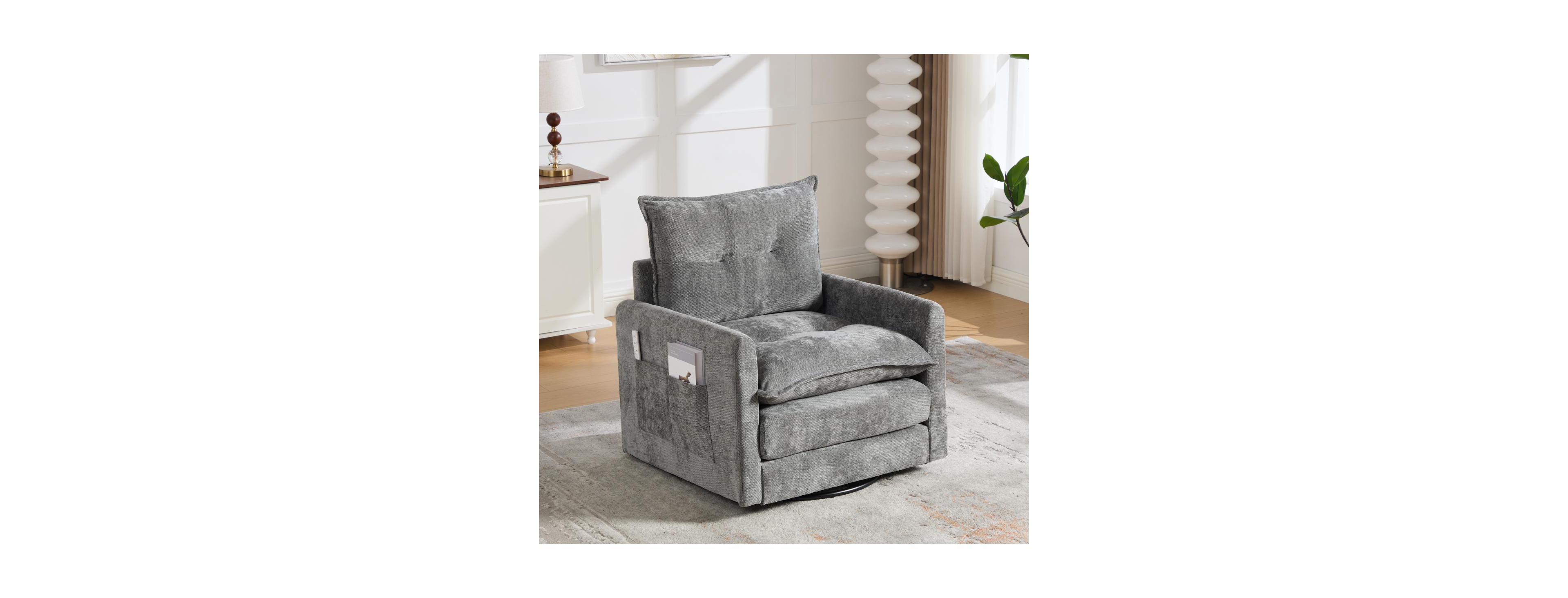 Streamdale Furniture Mid-Century Modern Swivel Barrel Accent Chair with Metal Base
