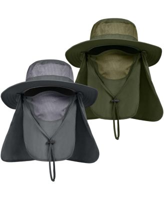 Mens Outdoor Sun Hat Wide Brim UPF 50+ Face Neck Flap Fishing Hiking Gardening
