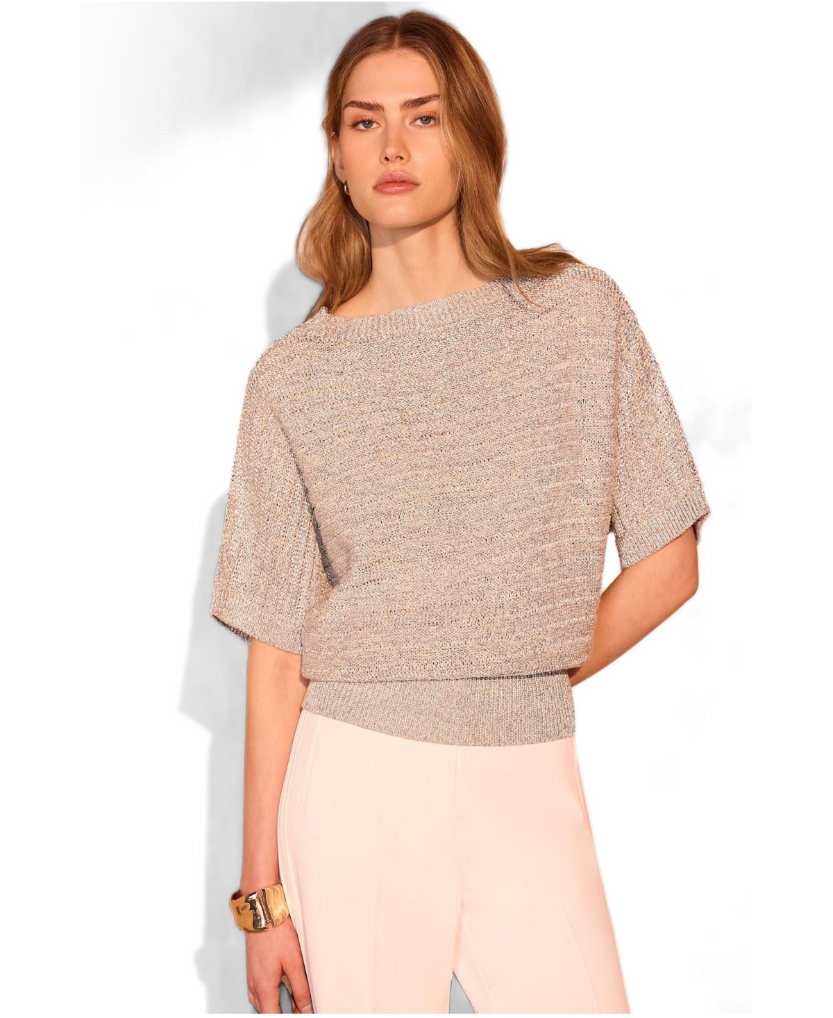 Mint Velvet Women's Metallic Batwing Knit Top