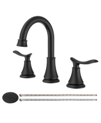   2-Handle Bathroom Sink Faucet 8 Inch Widespread 3 Hole Vanity Basin Faucet with 360 Degree Swivel Spout Modern Lavatory Sink Faucet