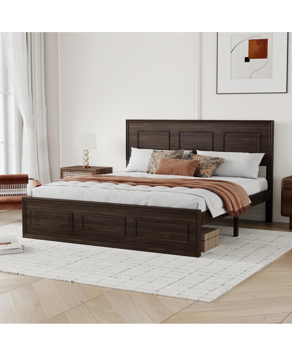 Streamdale Furniture Queen Size Pine Wood Bed with Adjustable Headboard