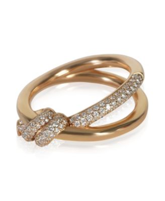 Rose Gold Diamond Double Row Knot Ring