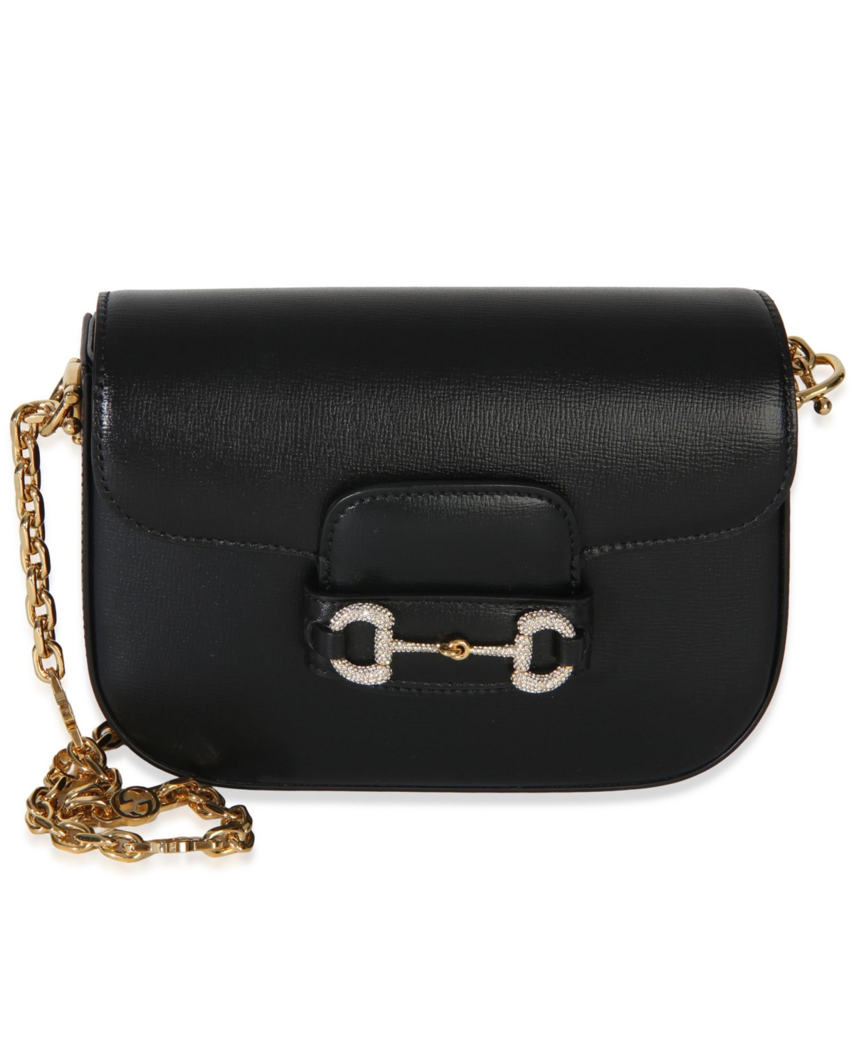 Pre-Owned Gucci Azalea Calfskin Mini Crystal Horsebit 1955 Shoulder Bag - Black