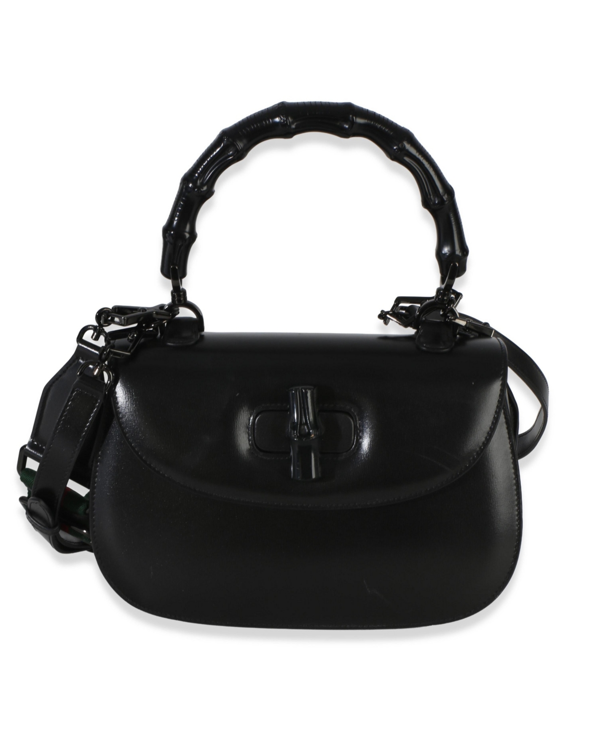 Pre-Owned Gucci Black Monochrome Boarded Dyana Lux Medium Bamboo 1947 Top Handle Bag - Black