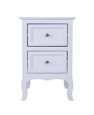 Two-Tier Nightstand Table with Large Storage Shelf for Bedroom