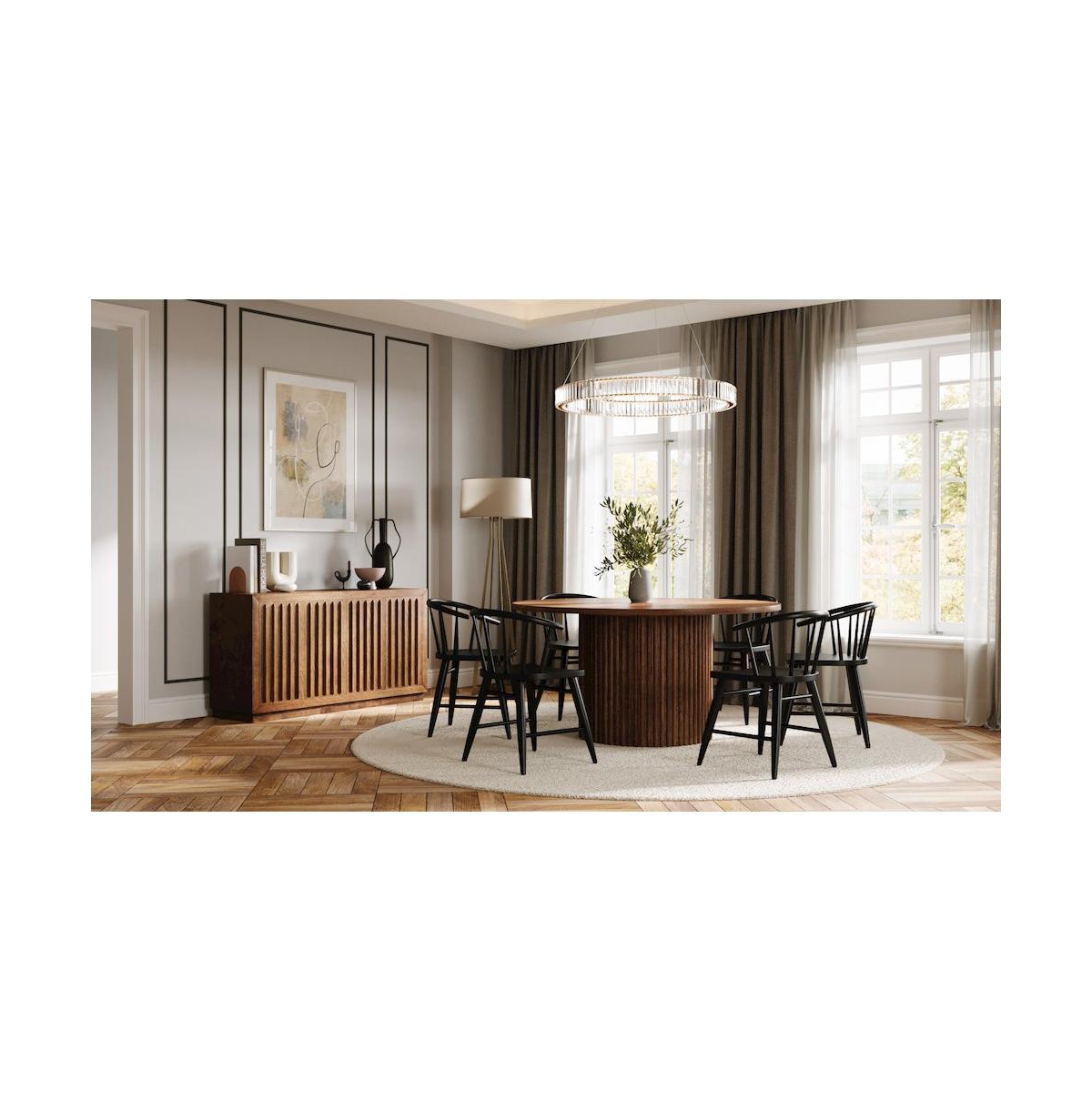 Jofran Fitz Traditional Solid Wood Curved Back Spindle Dining Chair (Set of 2