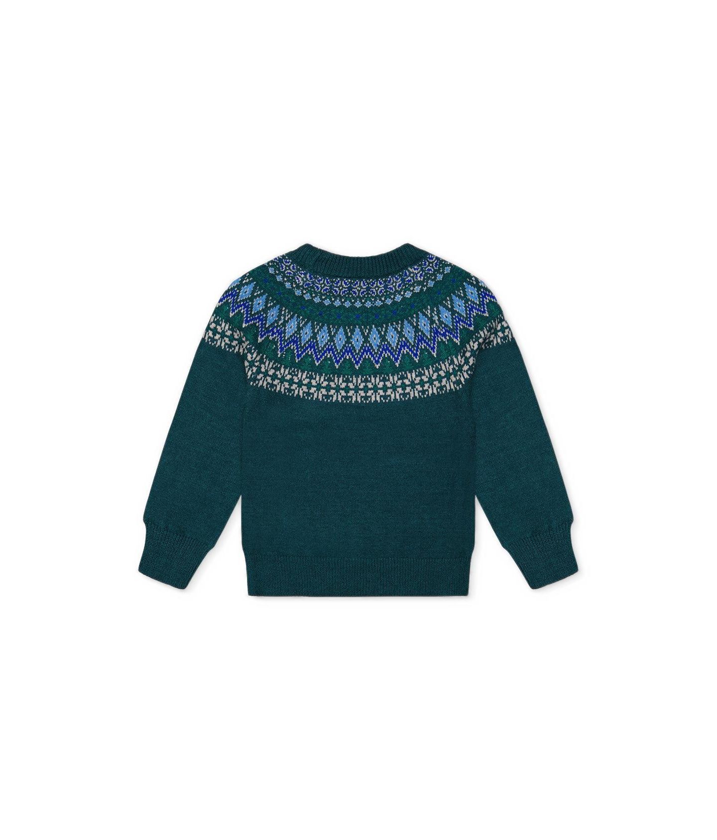 Свитер Deux par Deux Boy Knit with Nordic Jacquard для мальчиков, цвет: Тёмный зелёный — фото 2