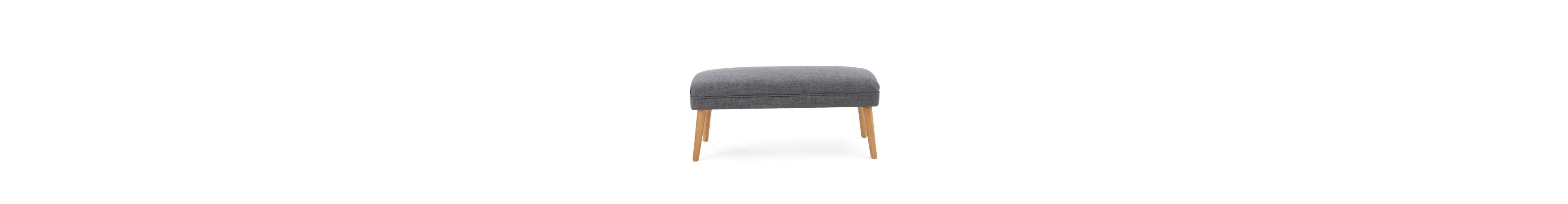 Flynama 38 inch Linen Look Fabric Rectangular Ottoman Bench, Natural Rubberwood Leg Footstool for Living Room Bedroom