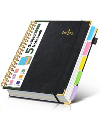 Leather Spiral Notebook 5 Subject Removable Dividers College Ruled 300 Pages