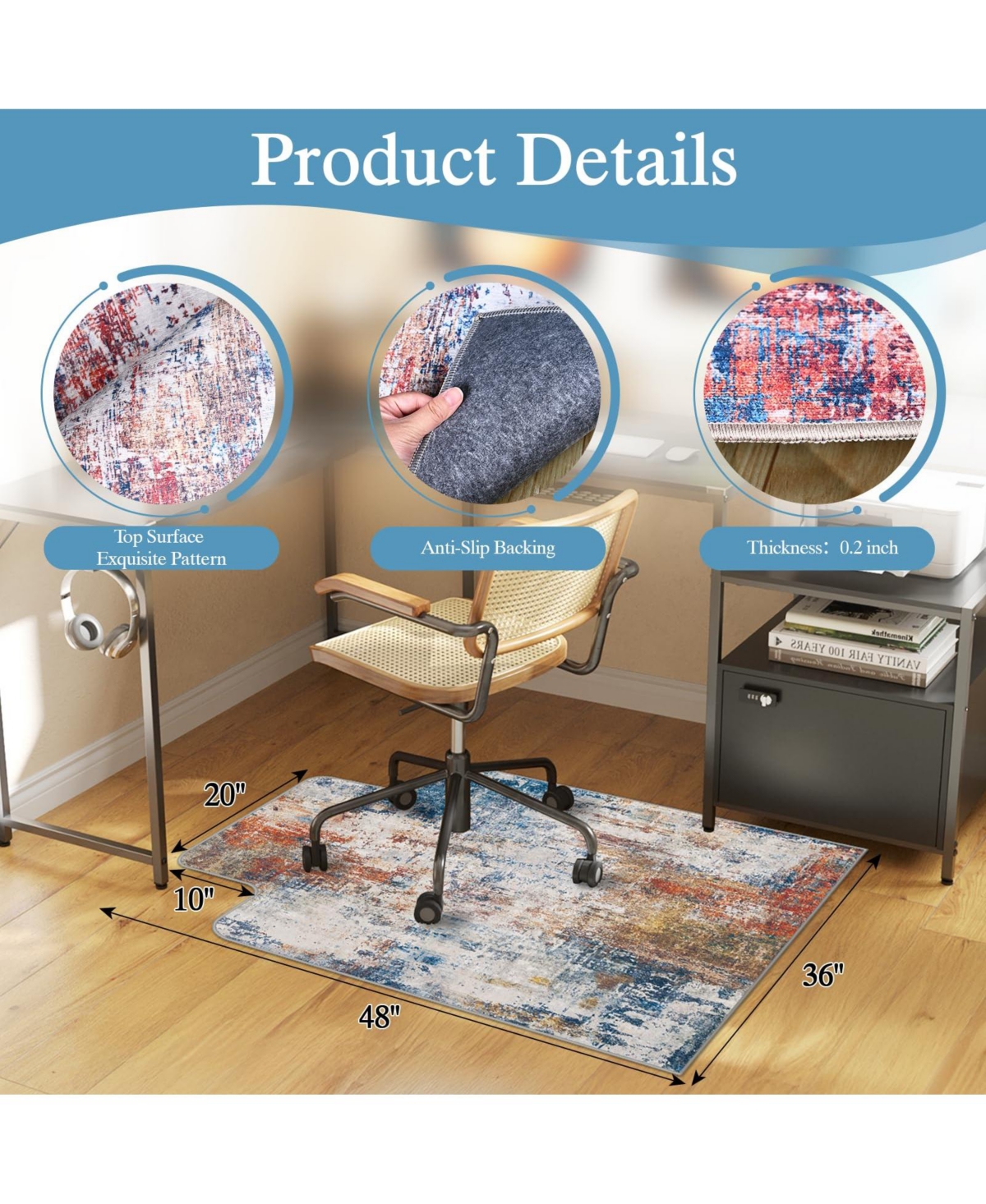 Danrong Heavy Duty Office Chair Mat For Hardwood Floors And Tile Floor Protector