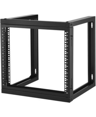 9U Wall Mount Open Frame Network Rack 150 lbs Capacity Swing Out Door