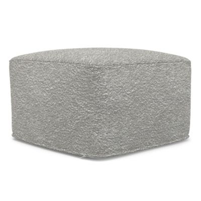 24 Inch Square Boucle Ottoman Pouf Footrest Accent Seat for Living Room Bedroom
