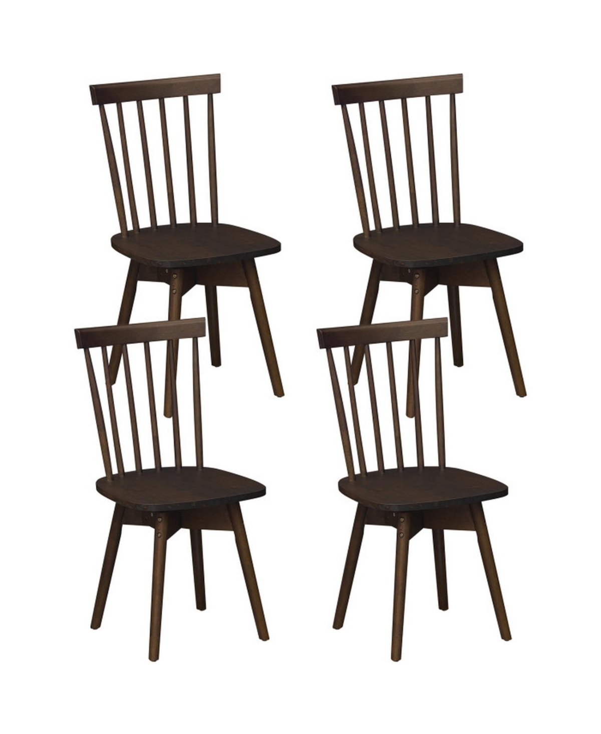 Gouun Windsor Dining Chairs Set of 4 with Swivel Seat and Rubber Wood Frame - Brown