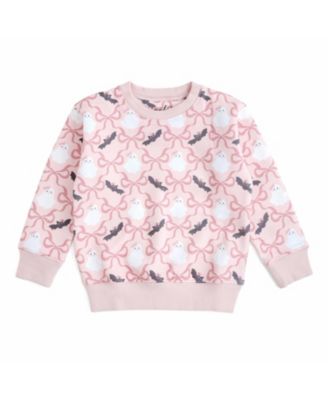 Toddler Girls 2T-4T Bat And Ghost Trellis Halloween Sweatshirt