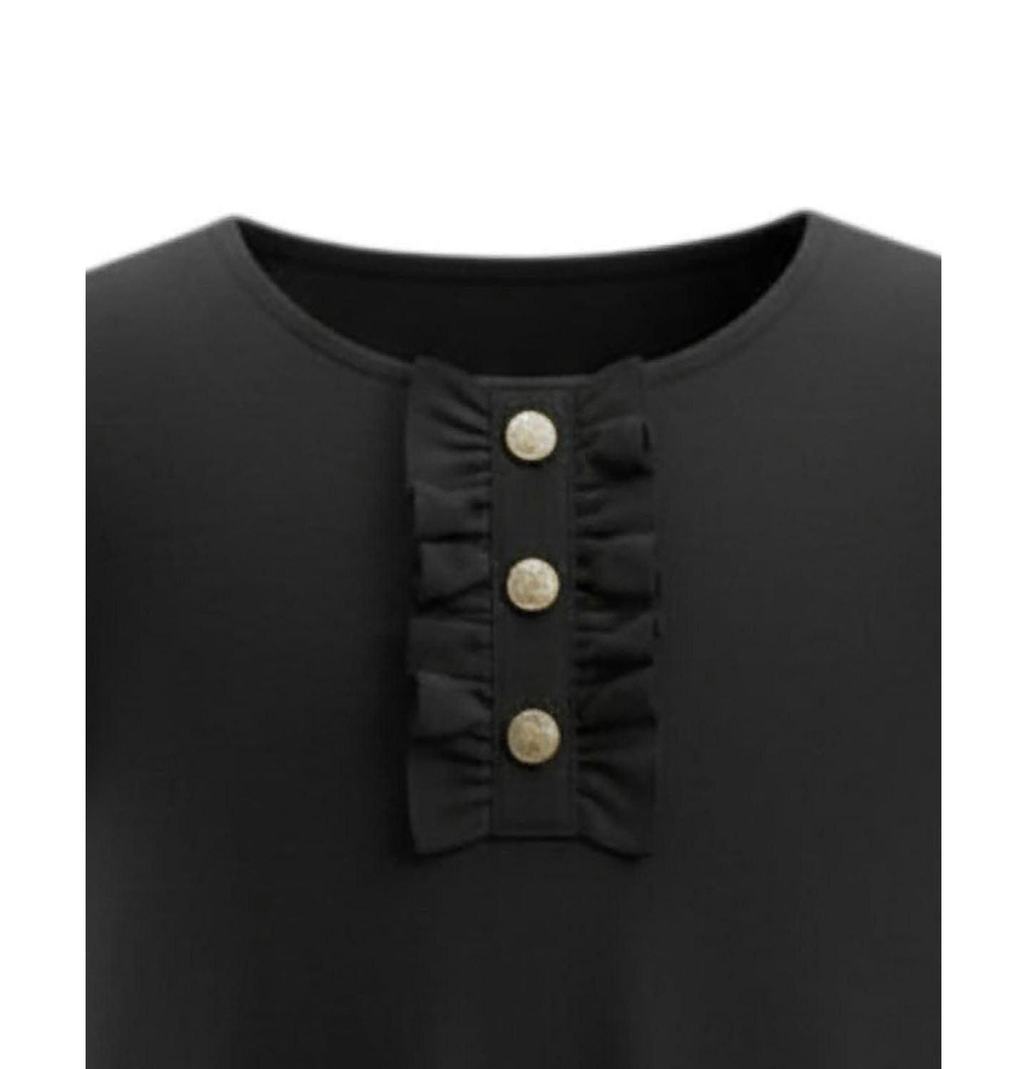 Платье Hope & Henry Short-Sleeve A-Line Ruffle-Placket Dress для девочек, цвет: Чёрный — фото 2