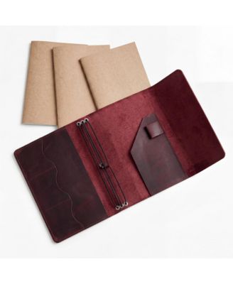 Genuine Leather Refillable Travel Journal Notebook With Card Slots Pen Holder