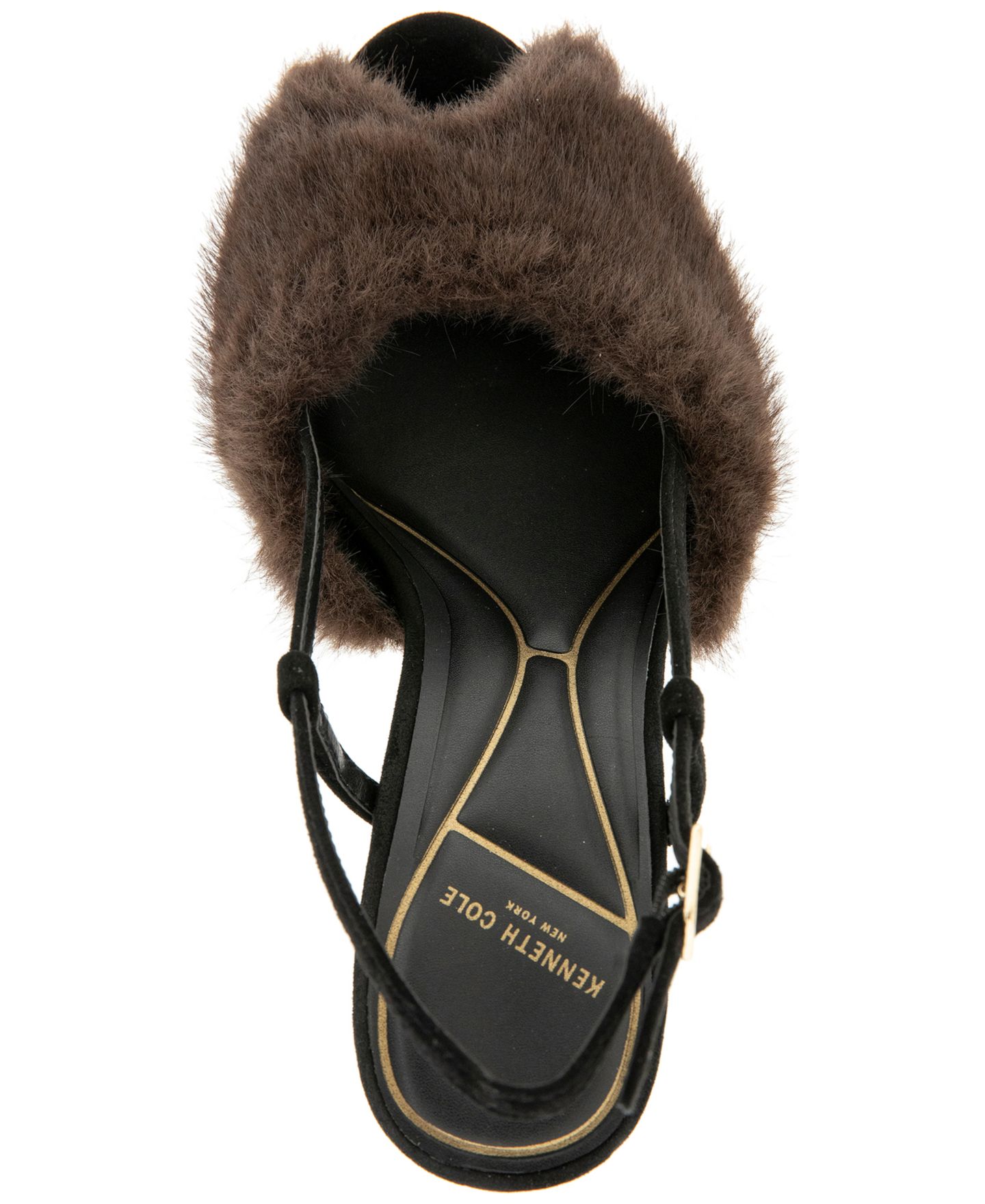 Женские сандалии Kenneth Cole New York Londyn Faux Fur Stiletto Slingback Dress Sandals, цвет: Чёрный — фото 4