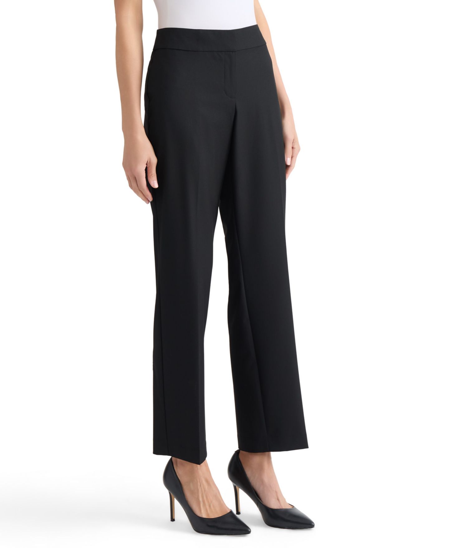 Женские брюки Kasper Mid-Rise Straight Pants, Regular & Petite, цвет: Чёрный — фото 2