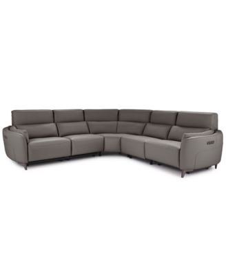 Placido Leather 5-Piece 3 Power Motion Sectional Sofa
