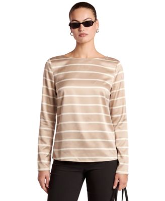 Women's Leroy Stripe Boat-Neck Long-Sleeve Blouse