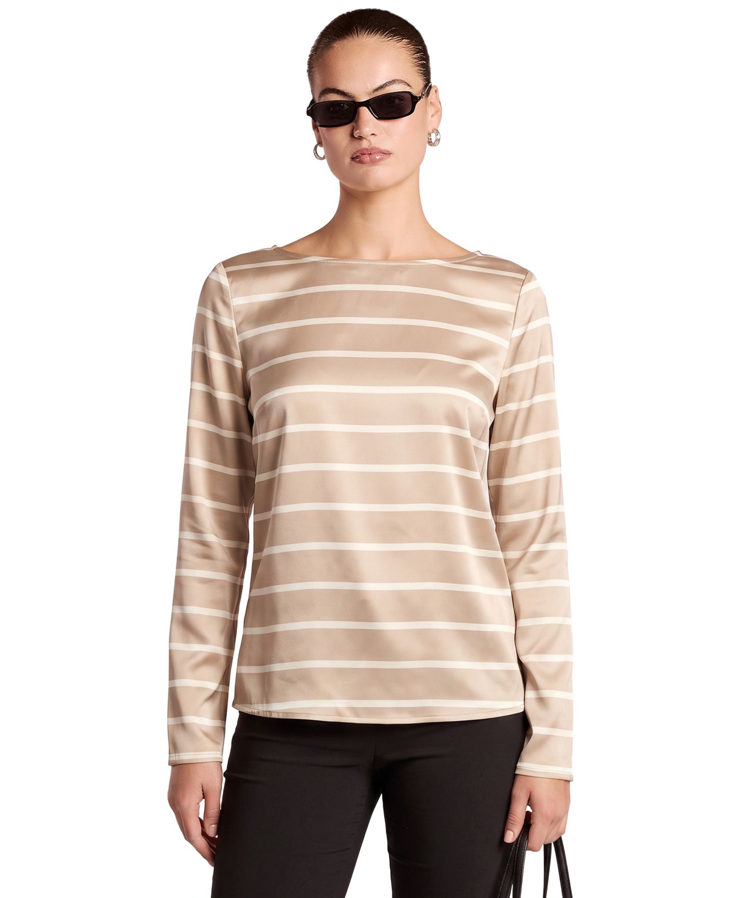 Женская блузка 4th & Reckless Leroy Stripe Boat-Neck Long-Sleeve, цвет: Бежевый — фото 1
