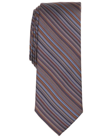 Мужские галстуки Bar III Striped Skinny Tie, цвет: Коричневый