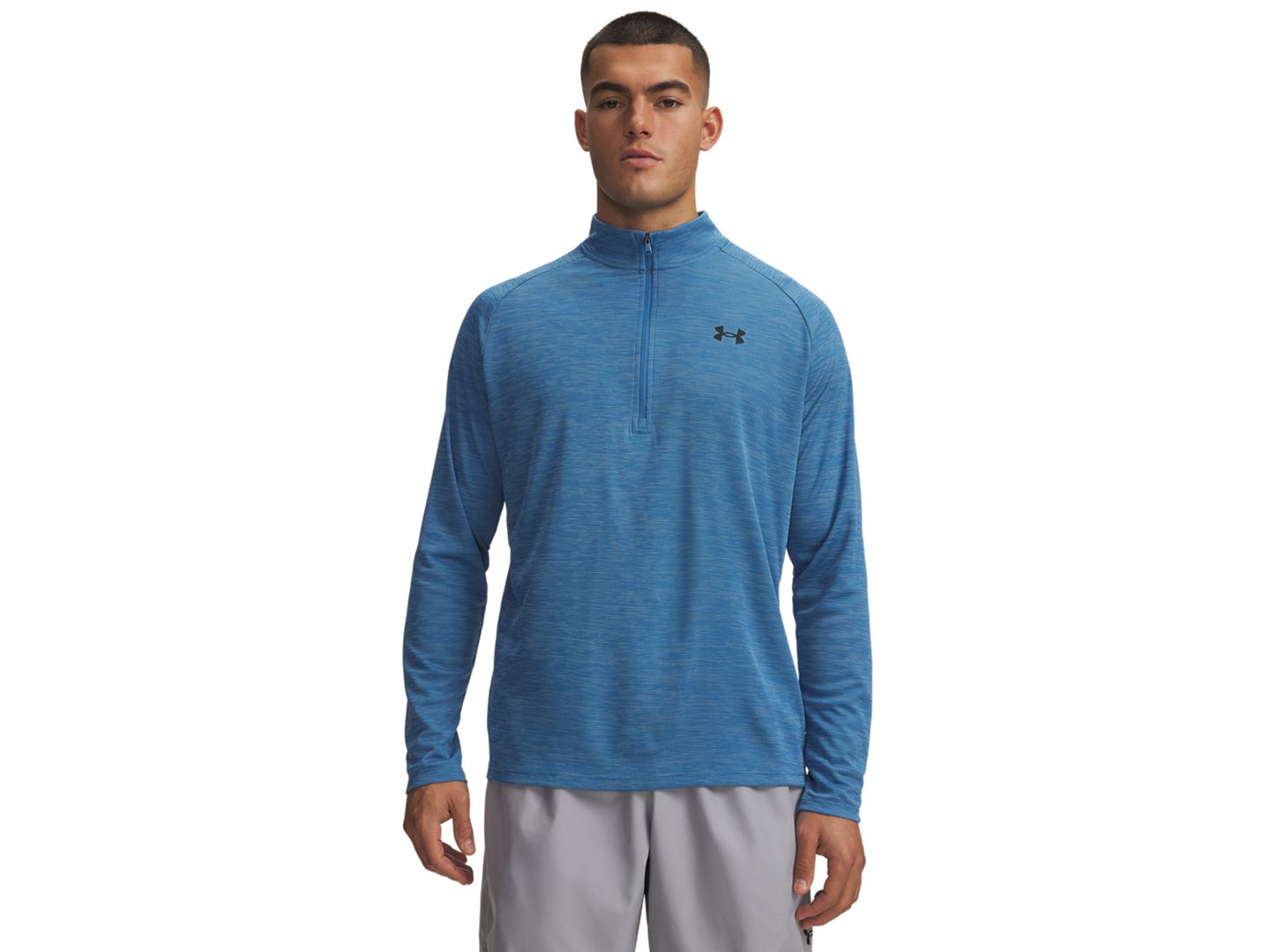 Мужские толстовки Under Armour UA Tech Space-Dyed Half-Zip Performance, цвет: Синий / Чёрный — фото 1
