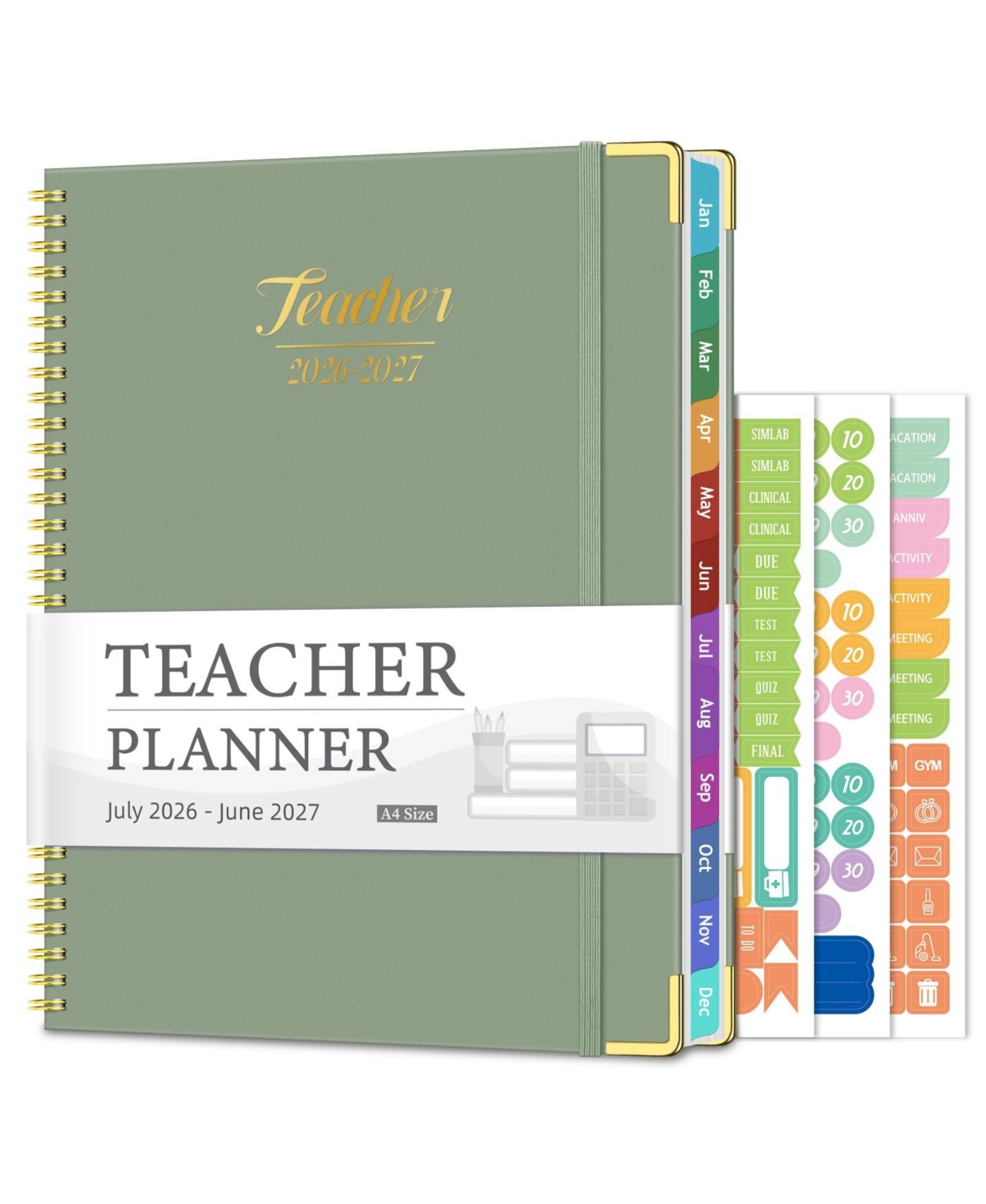 Danrong Teacher Planner Academic Year Lesson Book Monthly Weekly Planning Pages Spiral Hardcover Thick No Bleed Paper