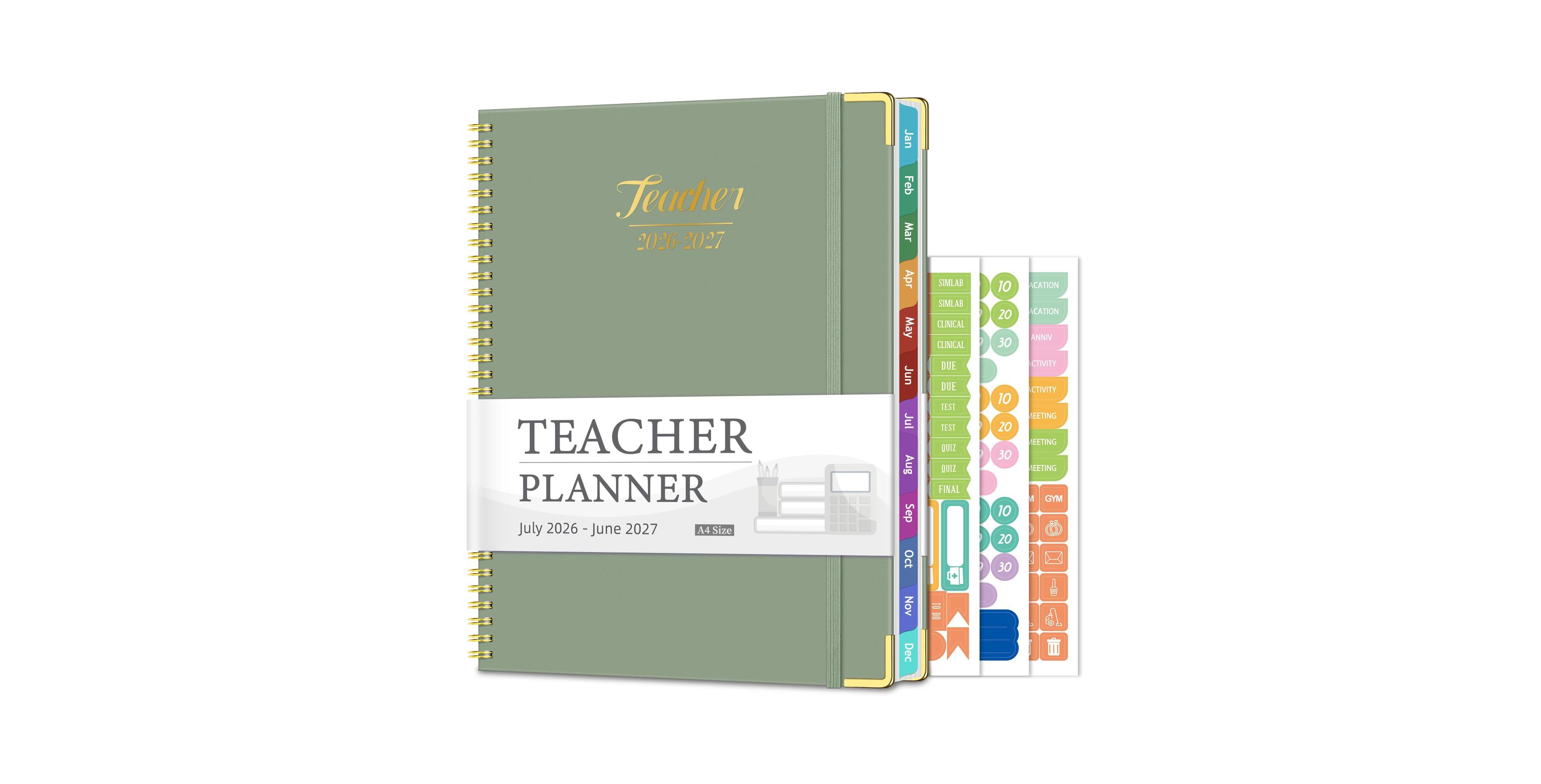 Danrong Teacher Planner Academic Year Lesson Book Monthly Weekly Planning Pages Spiral Hardcover Thick No Bleed Paper