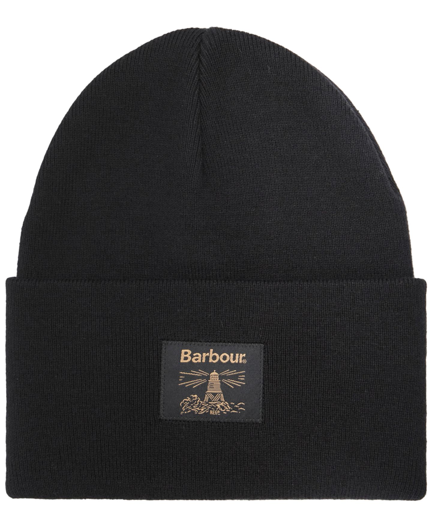 Мужская шапка Barbour Rib-Knit Double-Layer Beanie, цвет: Чёрный — фото 1
