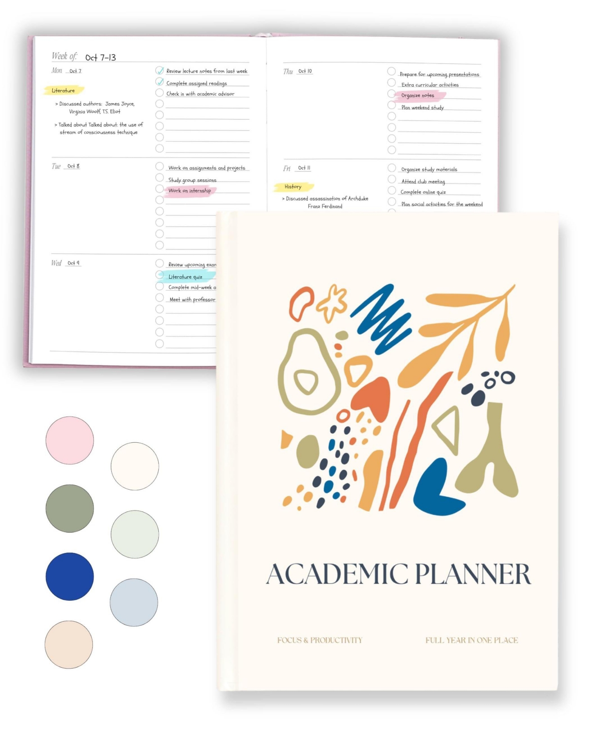 Danrong Undated Academic Student Planner Weekly School Homeschool College Organizer - Abstract