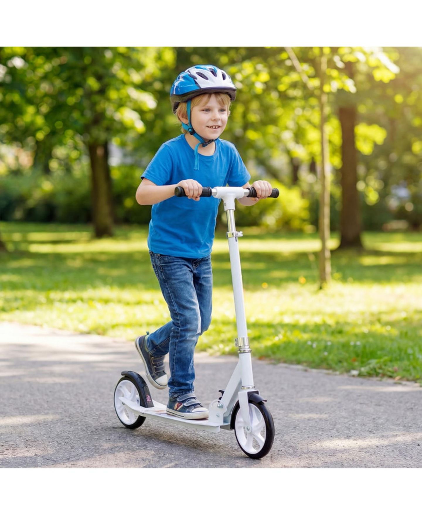 Детская игрушка SUGIFT Folding Aluminum Kick Scooter with Adjustable Height, 220 lb Capacity, Ages 8+, цвет: Белый — фото 2