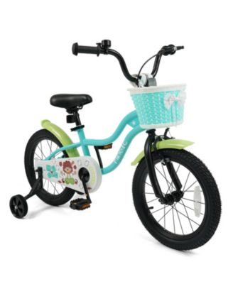 16-Inch Kids Bike with Detachable Training Wheels and Front Basket, 110 lbs Capacity, Ages 4-7