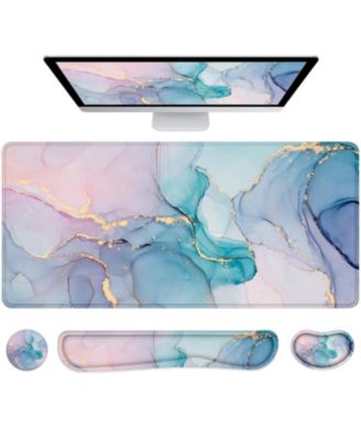 Non-Slip Ergonomic 4-in-1 Desk Pad and Wrist Rest Set for Standard Keyboards and Mice