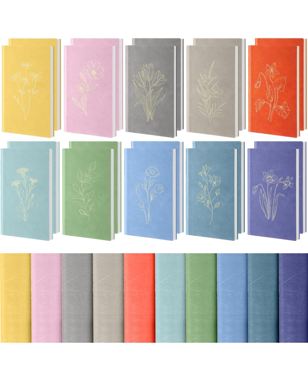 Danrong Pu Leather Floral Lined Journals Hardcover A6 Bulk Ruled Notebooks For School Office Writing