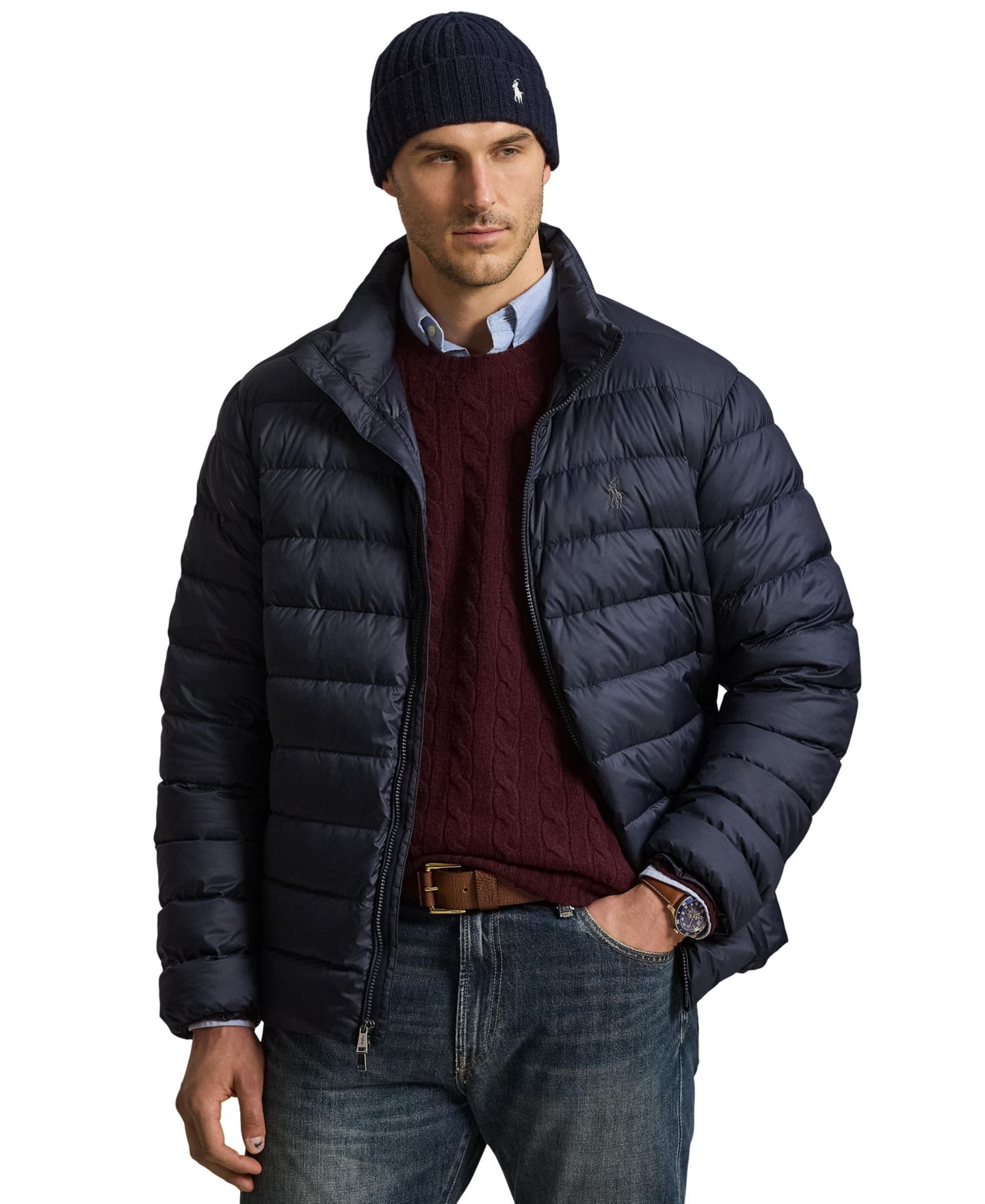 Мужская куртка Polo Ralph Lauren Big & Tall The Colden Puffer Packable Down Jacket, цвет: Тёмно-синий — фото 1