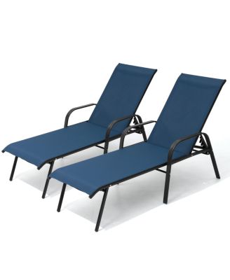 2/4 Pieces Outdoor Adjustable Patio Chaise Lounge Chairs