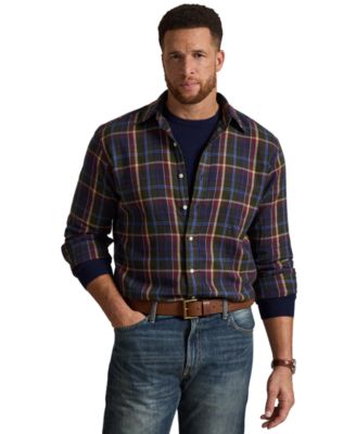 Men's Big & Tall Plaid Brushed Flannel Button-Down Shirt