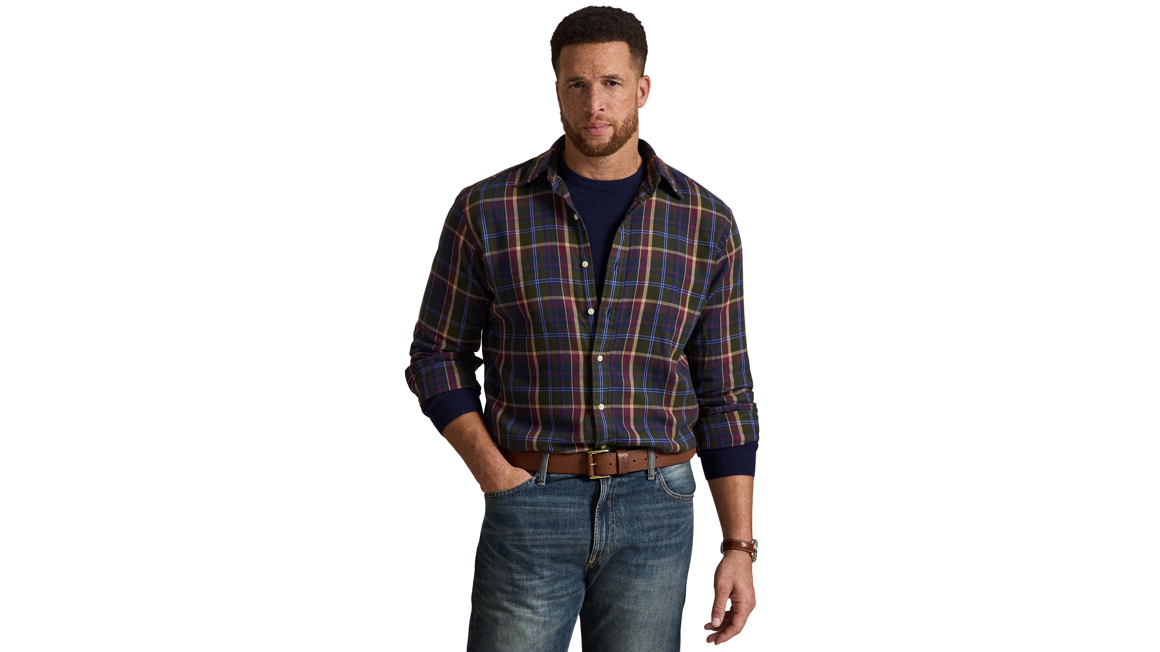 Polo Ralph Lauren Men's Big & Tall Plaid Brushed Flannel Button-Down Shirt