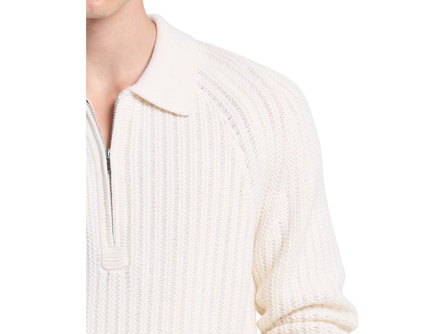 Мужской свитер Michael Kors Textured Wool-Blend Quarter-Zip, цвет: Костяной — фото 2