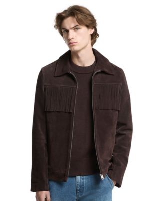 Men's Western-Inspired Fringe Suede Jacket