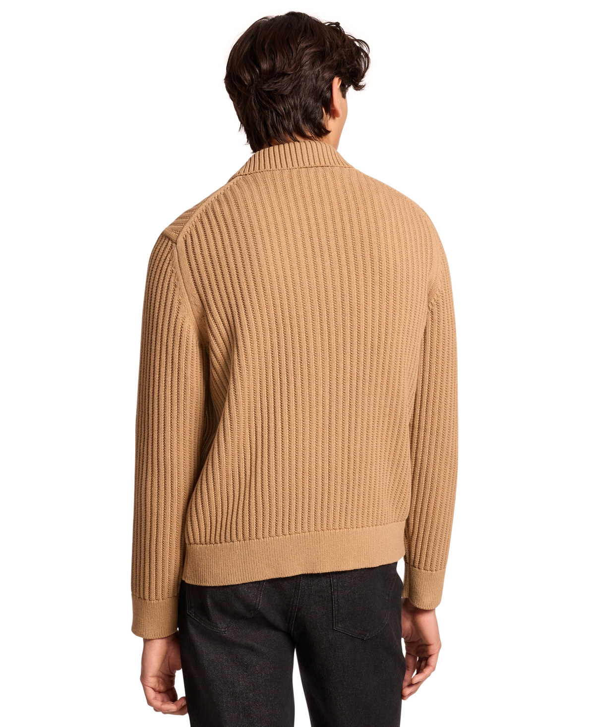 Michael Kors Men's Long-Sleeve Ribbed Cotton-Blend Zip-Up Cardigan, Created for Macy's