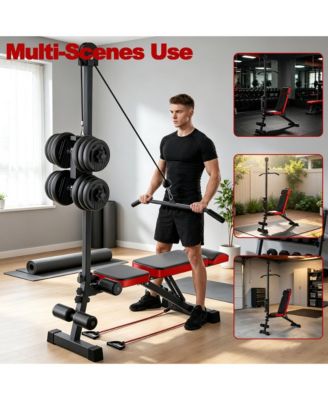 Multi Angle Adjustable Weight Bench With Pulley and Resistance Cords Compact Home Gym Equipment
