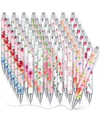 48 Bulk Pack Retractable Ballpoint Pens 12 School Themed Styles For Classroom Office Gifts