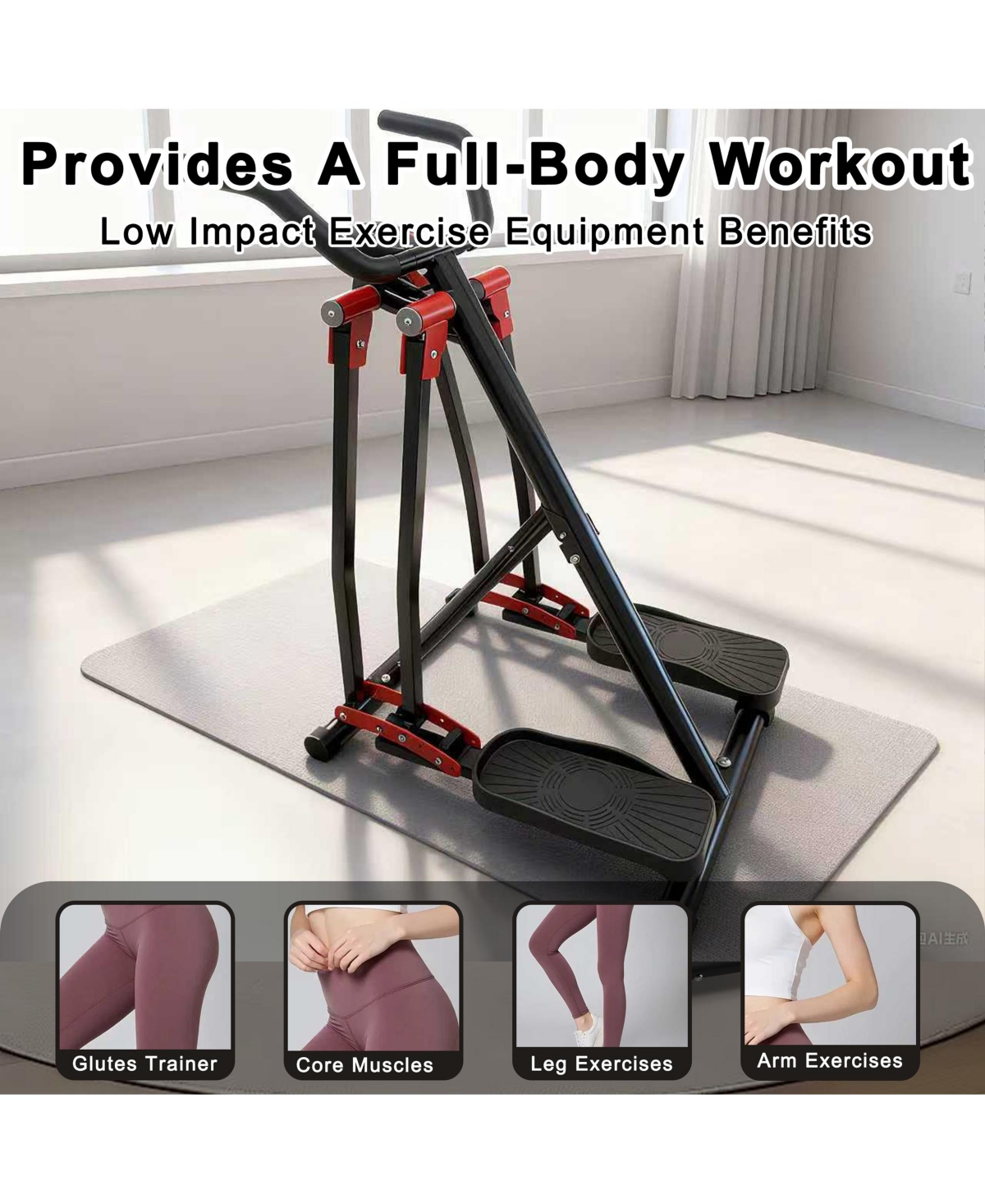 Zeny Foldable Air Walking Elliptical Machine Low Impact Full Body Home Cardio Trainer With Lcd Monitor